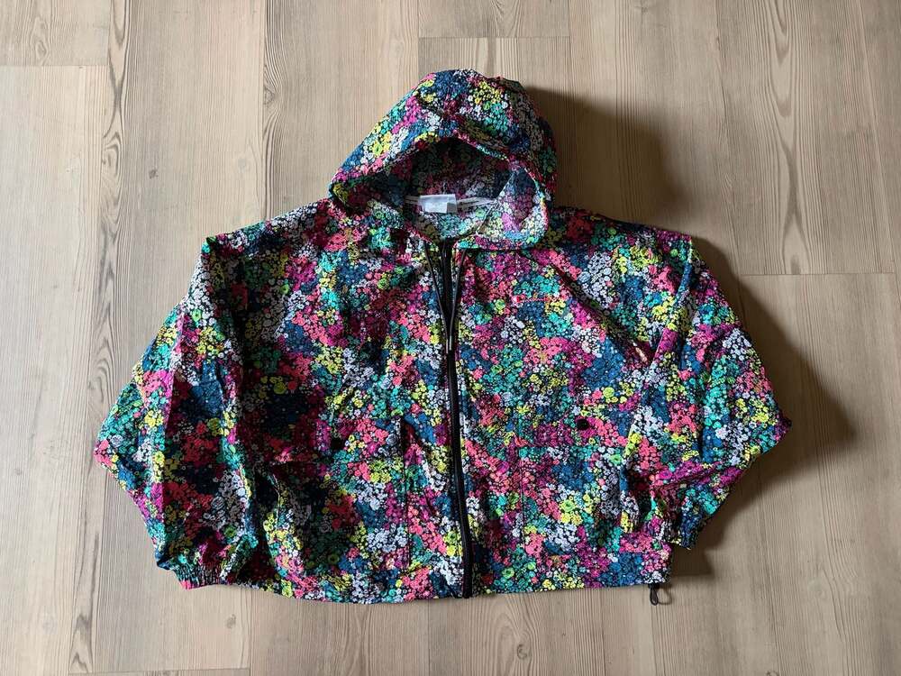 Champion Floral Print Seersucker Zip-Up Windbreaker Jacket